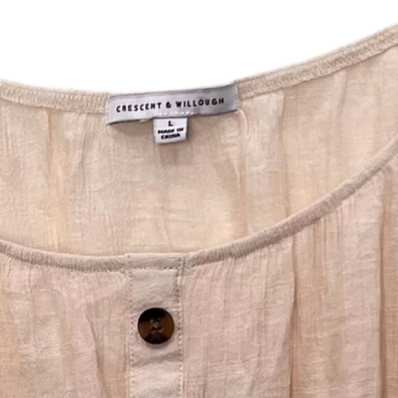 Crescent & Willough Peasant Top Light Peach Scoop Neck Short Sleeve Size L - Picture 6 of 11